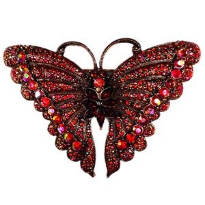 Red Rhinestone Butterfly Brooch Vintage
